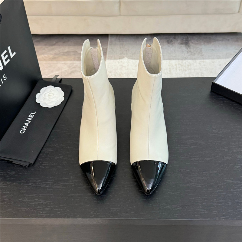 Ch**el white pointed heel ankle boots