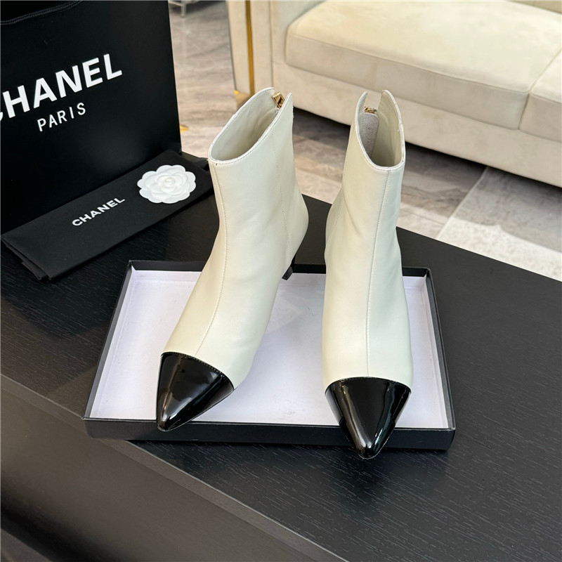 Ch**el white pointed heel ankle boots