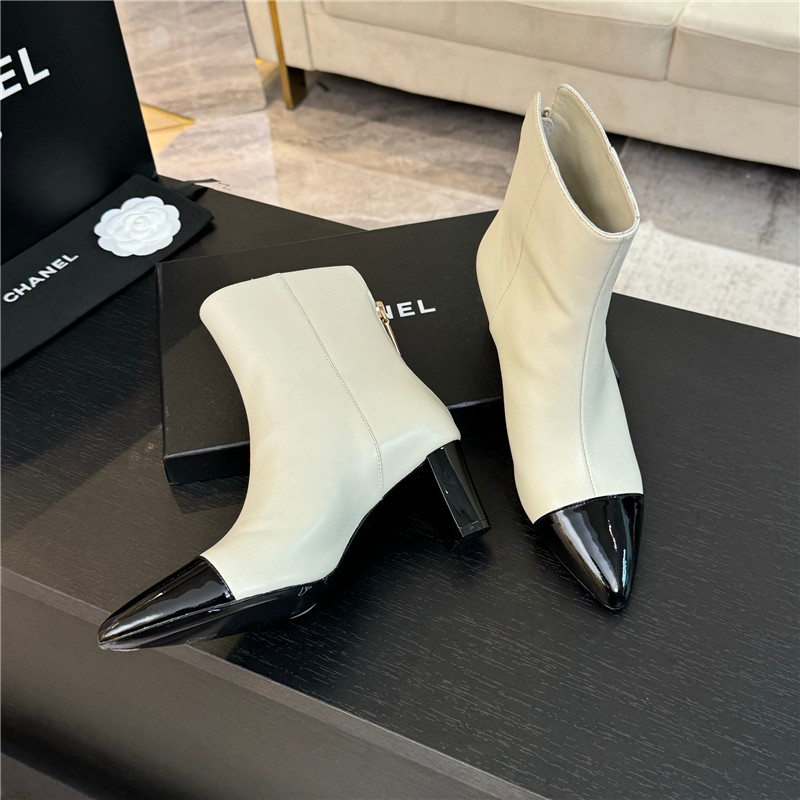 Ch**el white pointed heel ankle boots