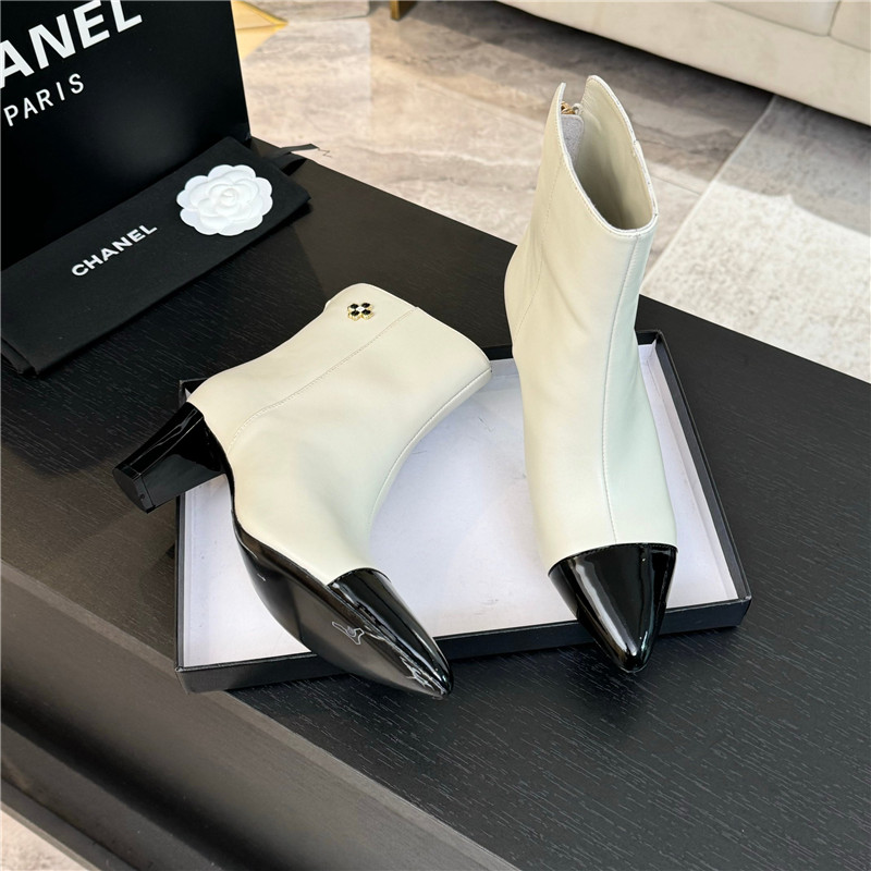Ch**el white pointed heel ankle boots