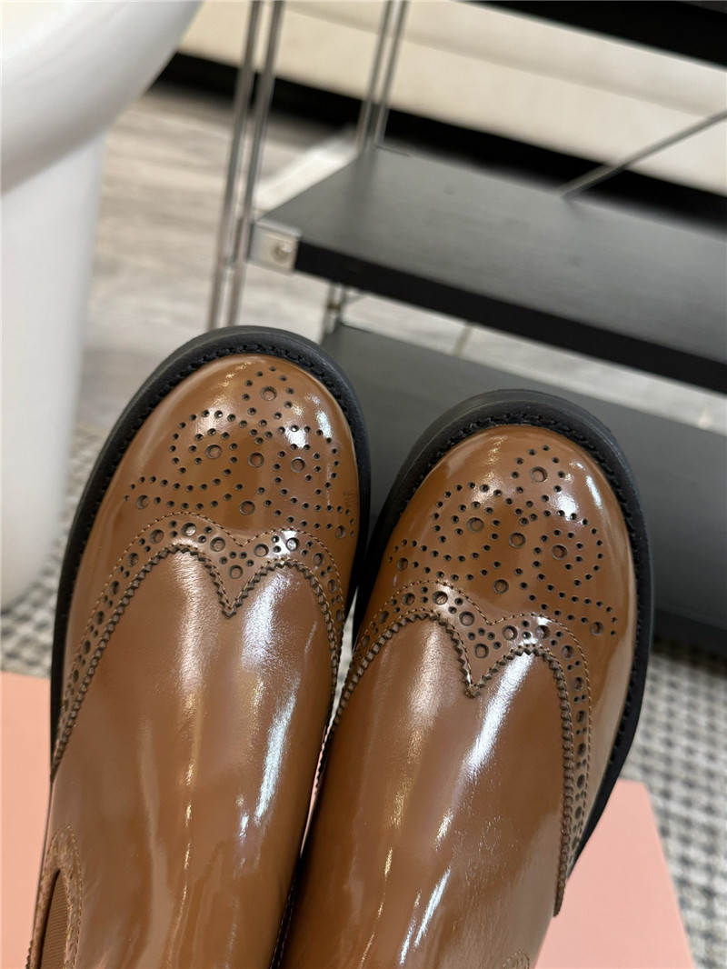 Miu Miu Chelsea Platform Brown Ankle Boots