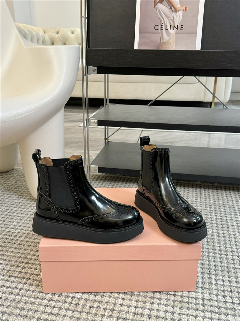 Miu Miu Chelsea Platform Black Ankle Boots