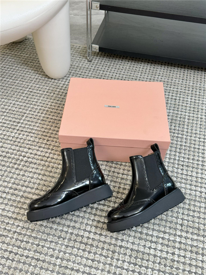 Miu Miu Chelsea Platform Black Ankle Boots