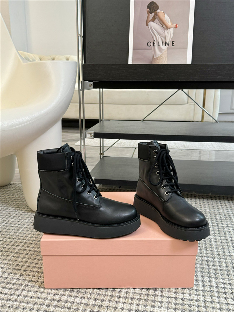 Miu Miu Chelsea Platform Lace-Up Ankle Boots