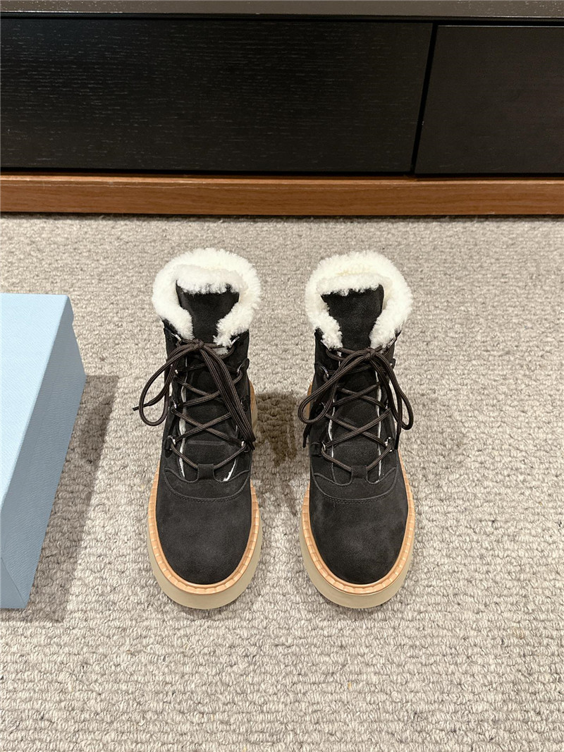 Pra*a suede lace-up shearling boots