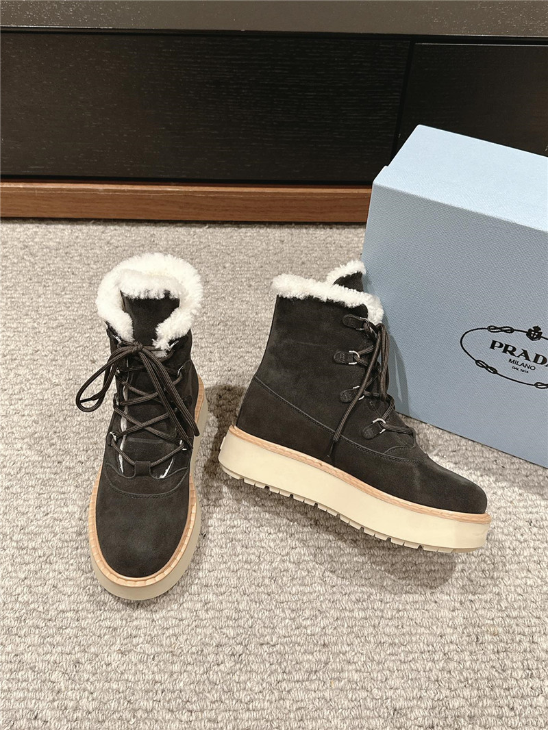 Pra*a suede lace-up shearling boots
