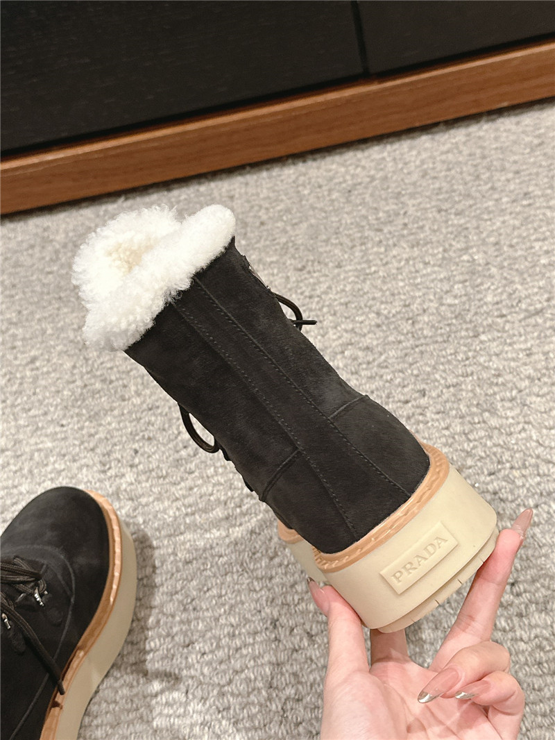 Pra*a suede lace-up shearling boots