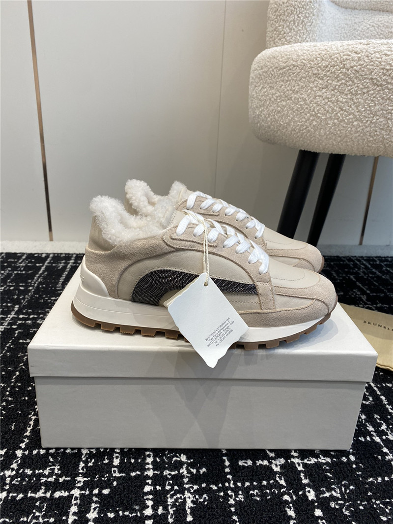 BC Wool Monili Beads Suede Sneakers in Beige