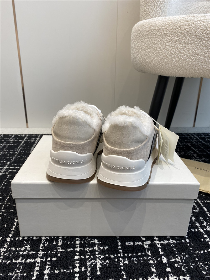 BC Wool Monili Beads Suede Sneakers in Beige