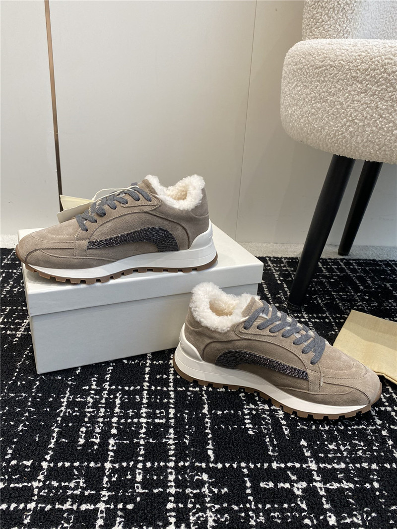 BC Monili Beads Shearling Trimmed Suede Sneakers