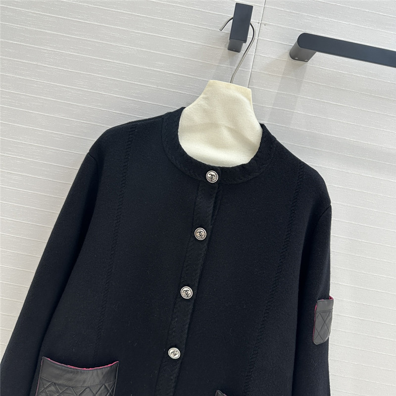 Ch**el leather and cashmere cardigan