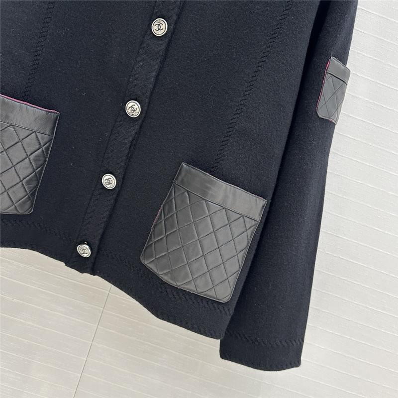 Ch**el leather and cashmere cardigan