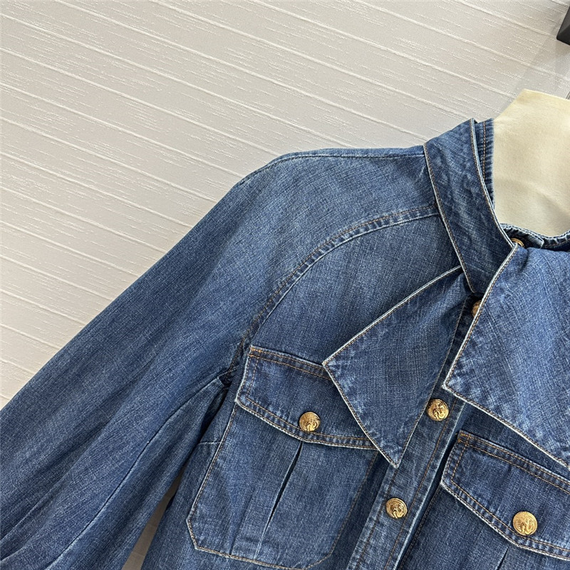 zimm tie stand collar denim shirt