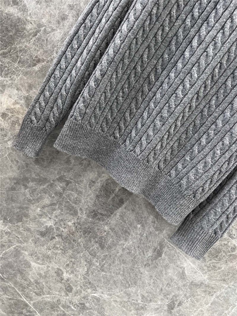 MIU MIU Cable-Knit Polo Sweater Grey