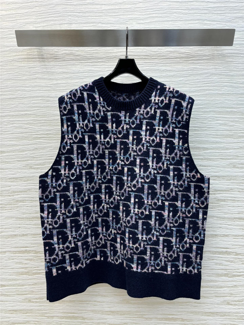 D10r oblique jacquard sweater vest blue