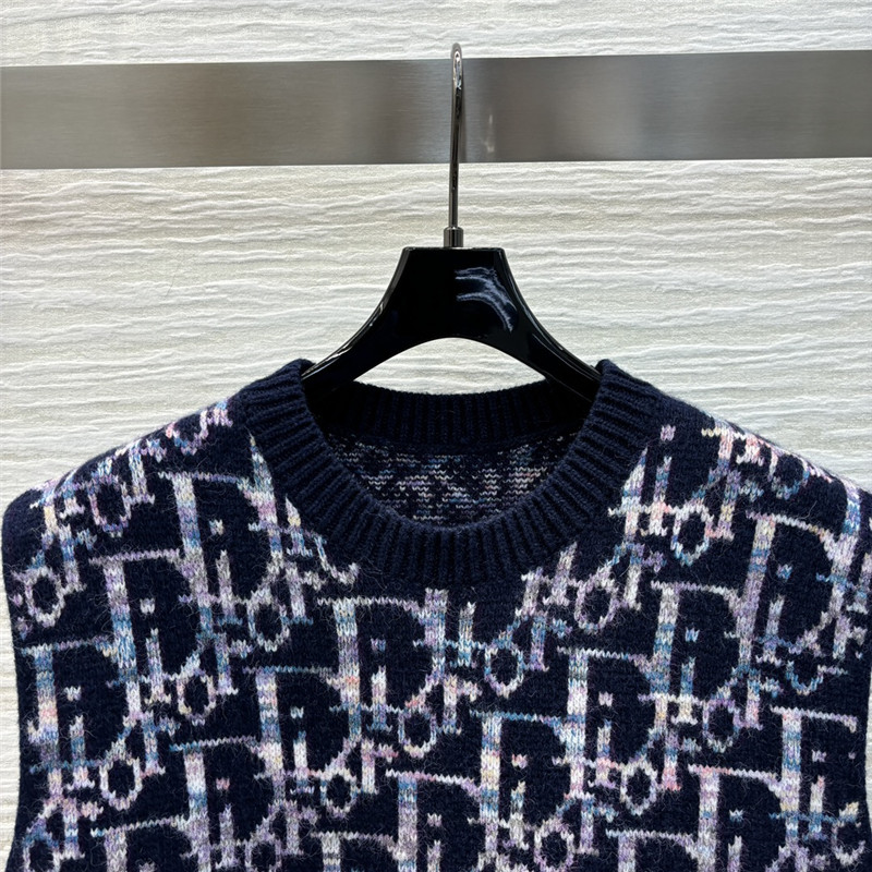 D10r oblique jacquard sweater vest blue