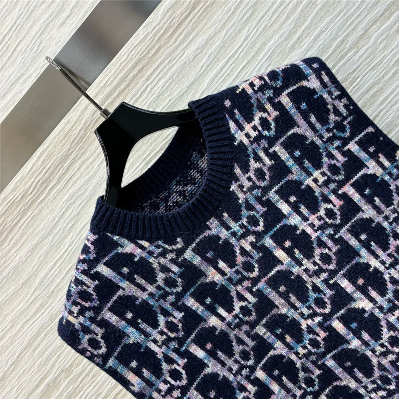 D10r oblique jacquard sweater vest blue