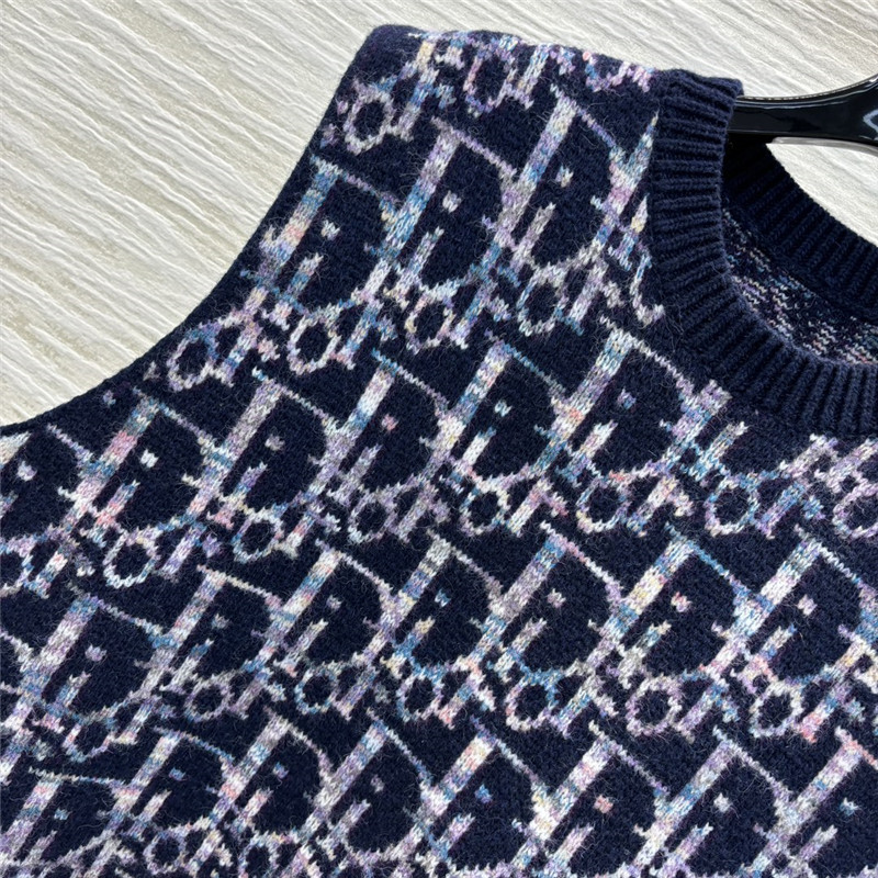 D10r oblique jacquard sweater vest blue