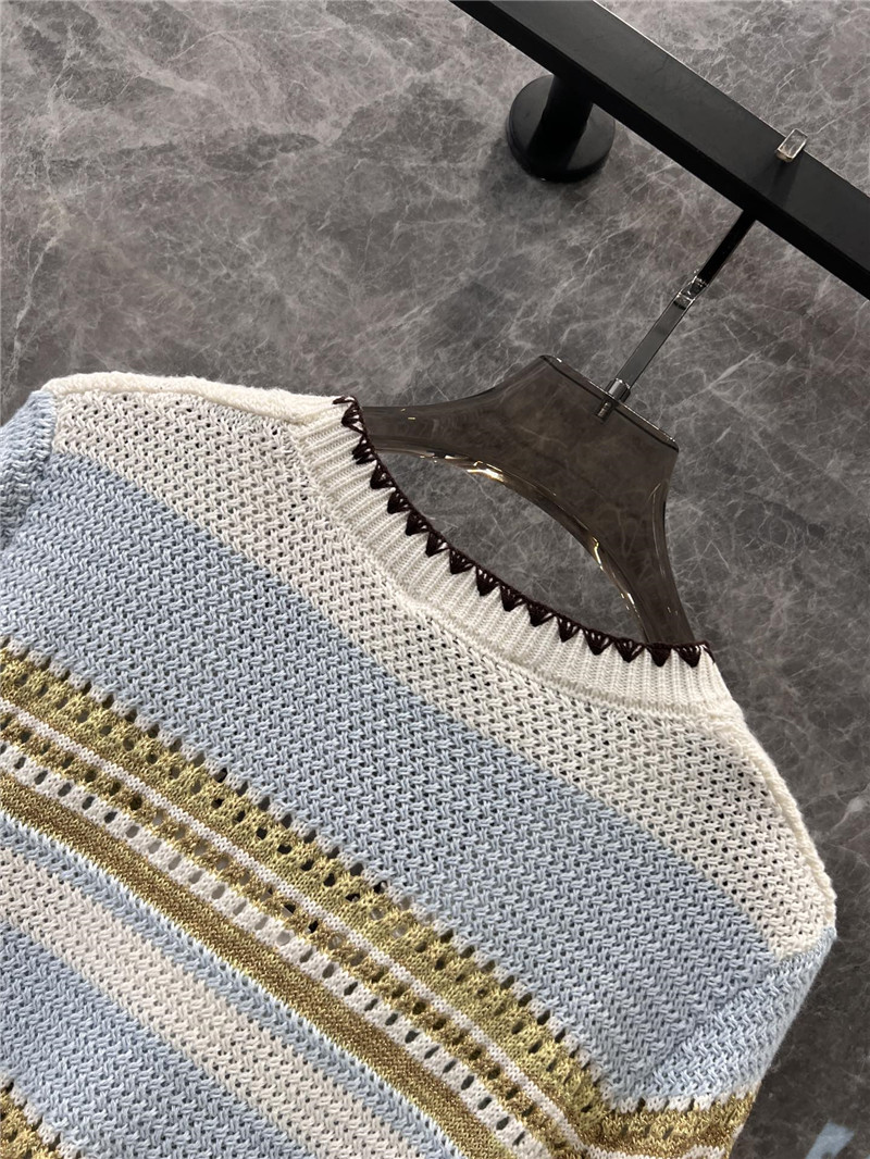 Ch**el trim multicolor striped cardigan