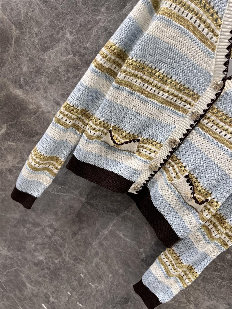 Ch**el trim multicolor striped cardigan