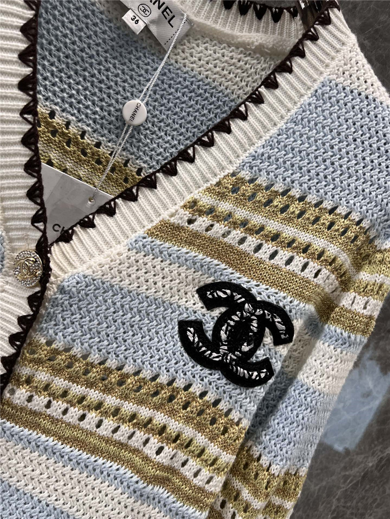 Ch**el trim multicolor striped cardigan