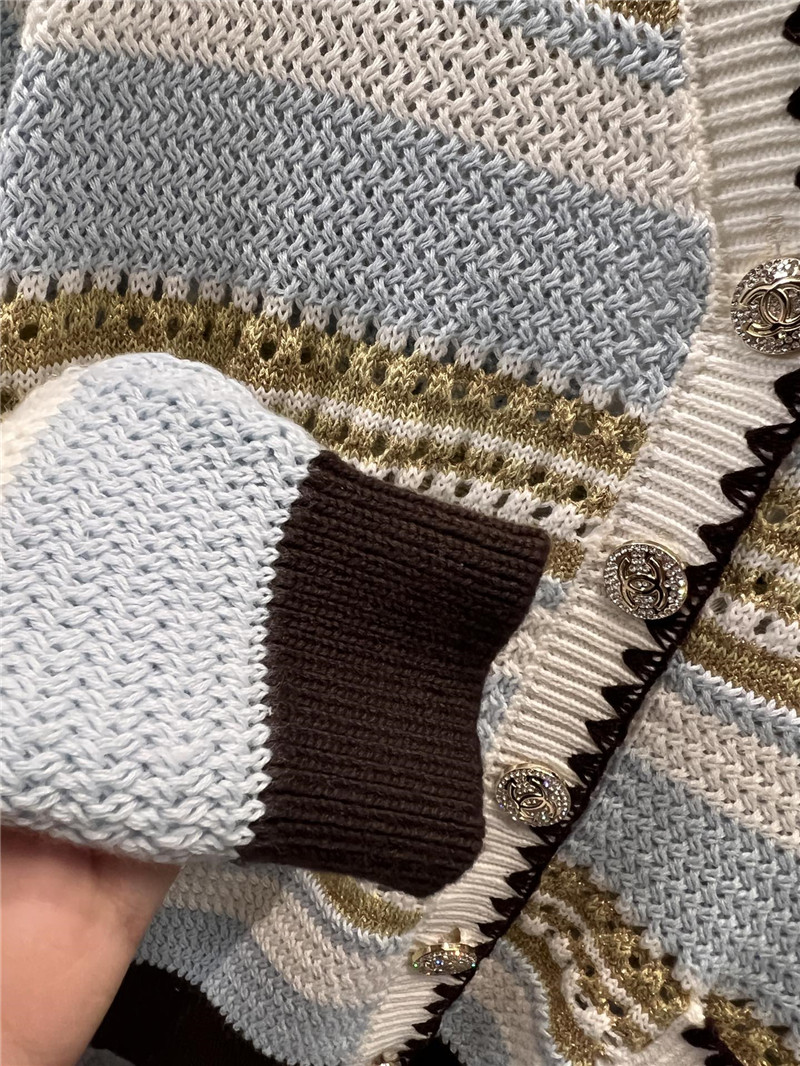 Ch**el trim multicolor striped cardigan