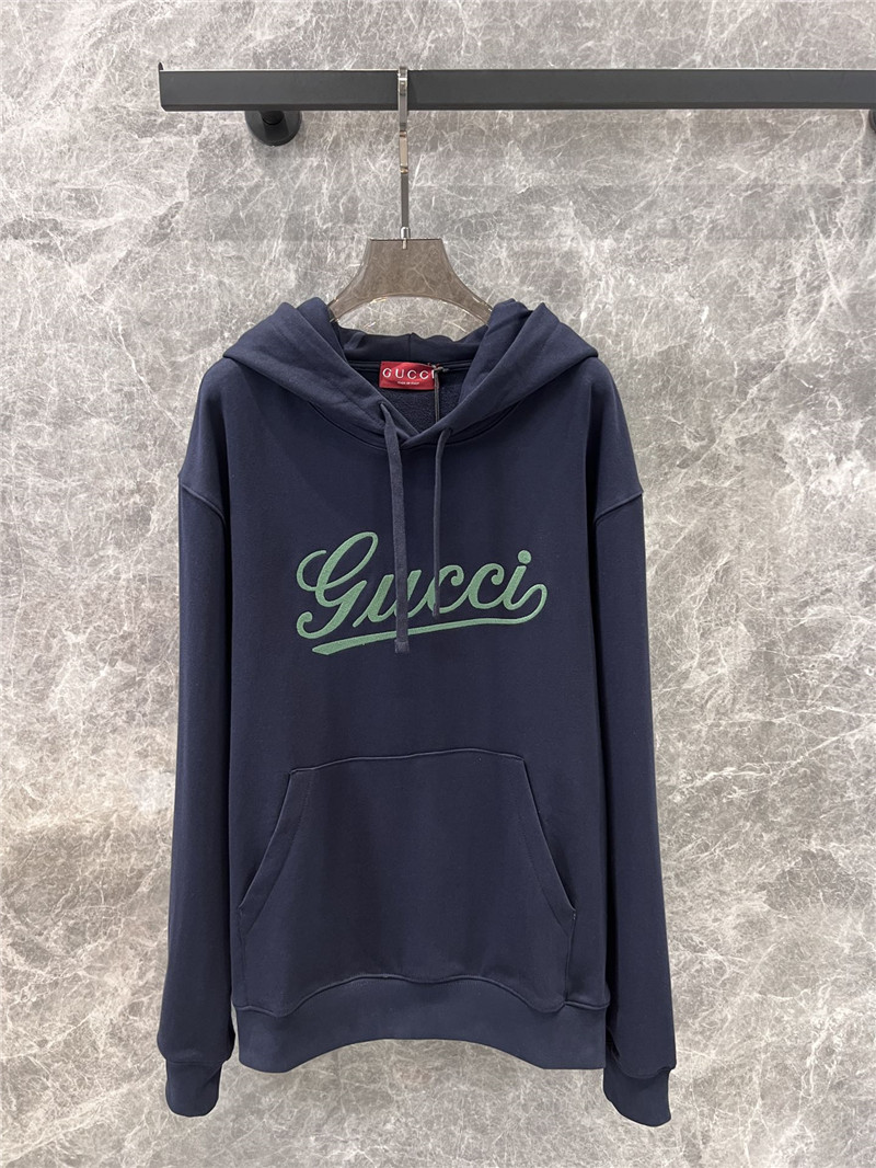 Gvc*1 navy logo cotton hoodie