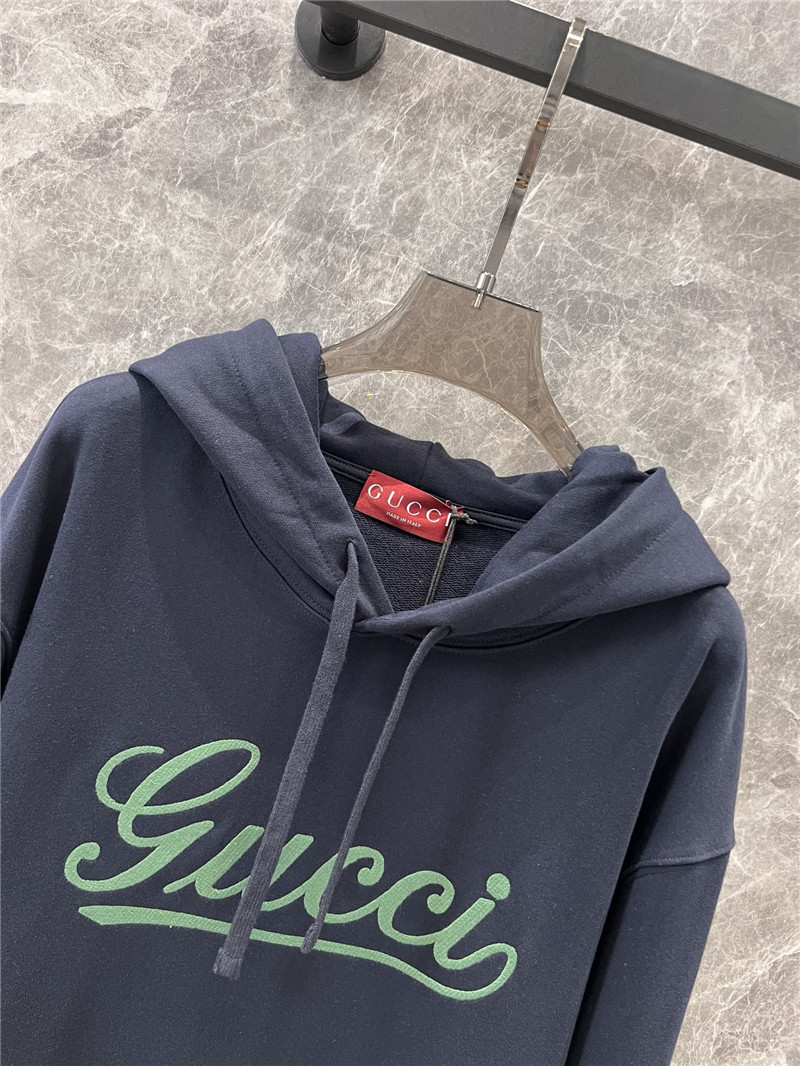 Gvc*1 navy logo cotton hoodie