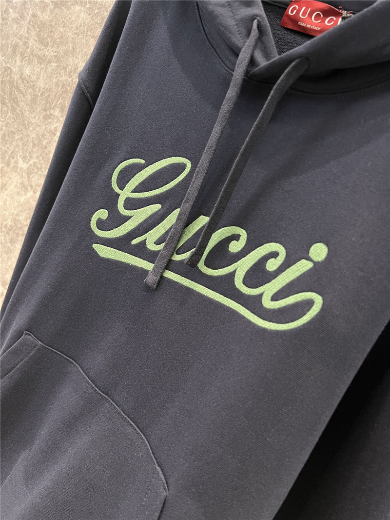 Gvc*1 navy logo cotton hoodie