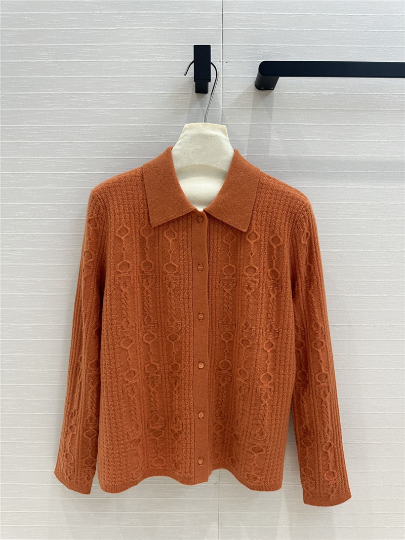 H**me5 cable cashmere shirt cardigan orange