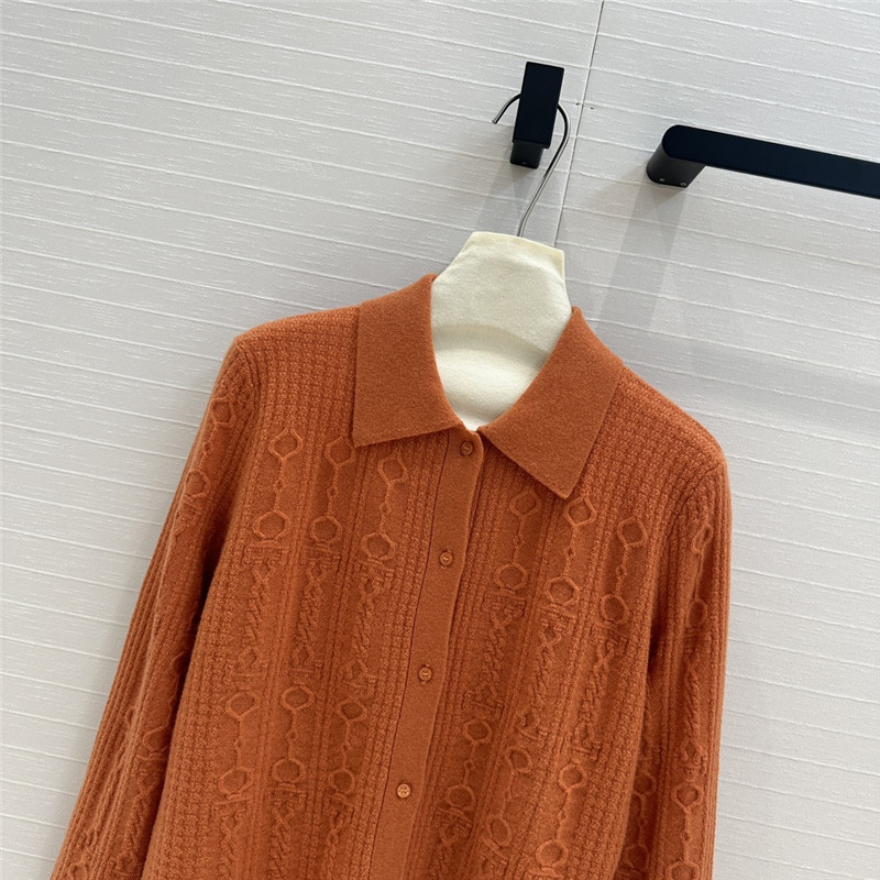 H**me5 cable cashmere shirt cardigan orange