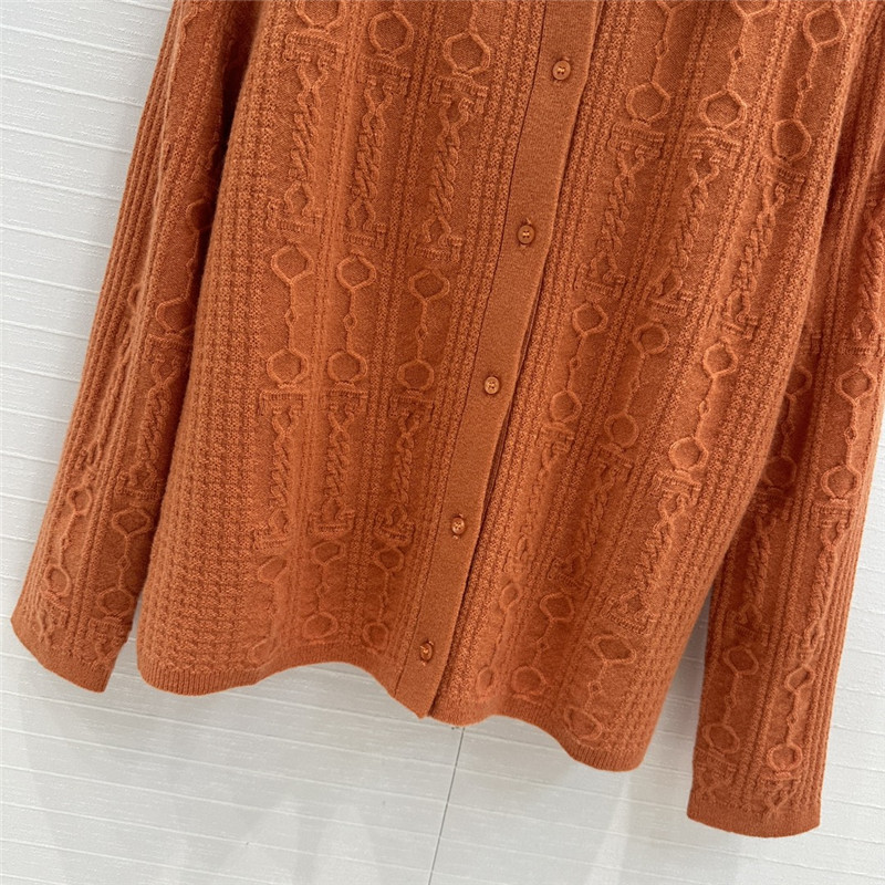 H**me5 cable cashmere shirt cardigan orange
