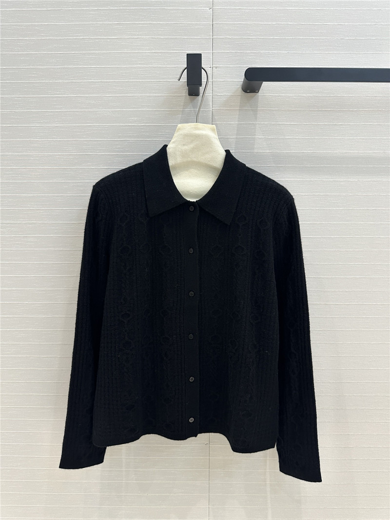 H**me5 cable cashmere shirt cardigan black