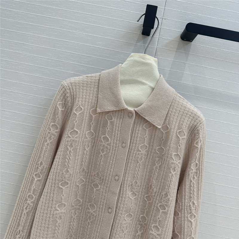 H**me5 cable cashmere shirt cardigan grey