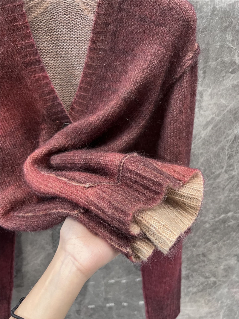 Acne Studios Burgundy Sprayed Cardigan