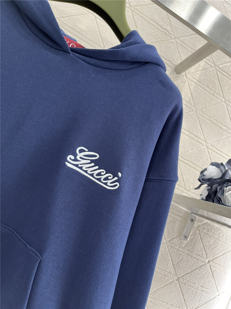 Gvc*1 logo cotton jersey hoodie navy