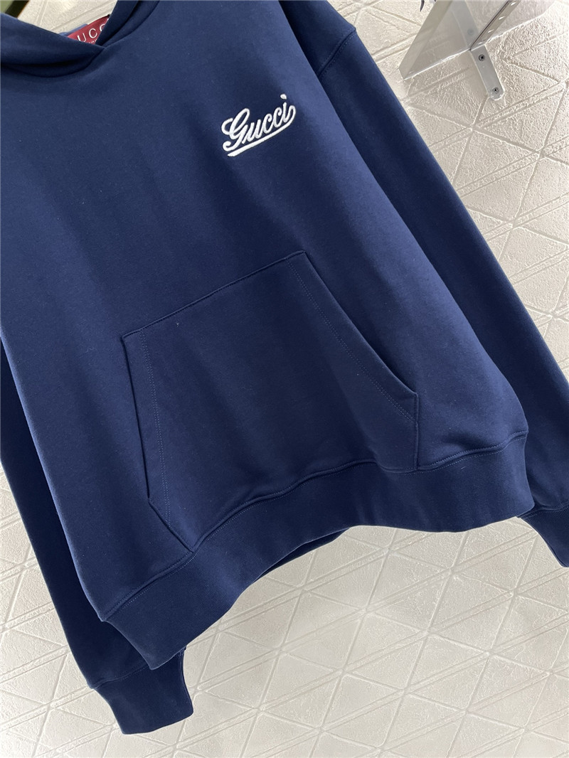 Gvc*1 logo cotton jersey hoodie navy