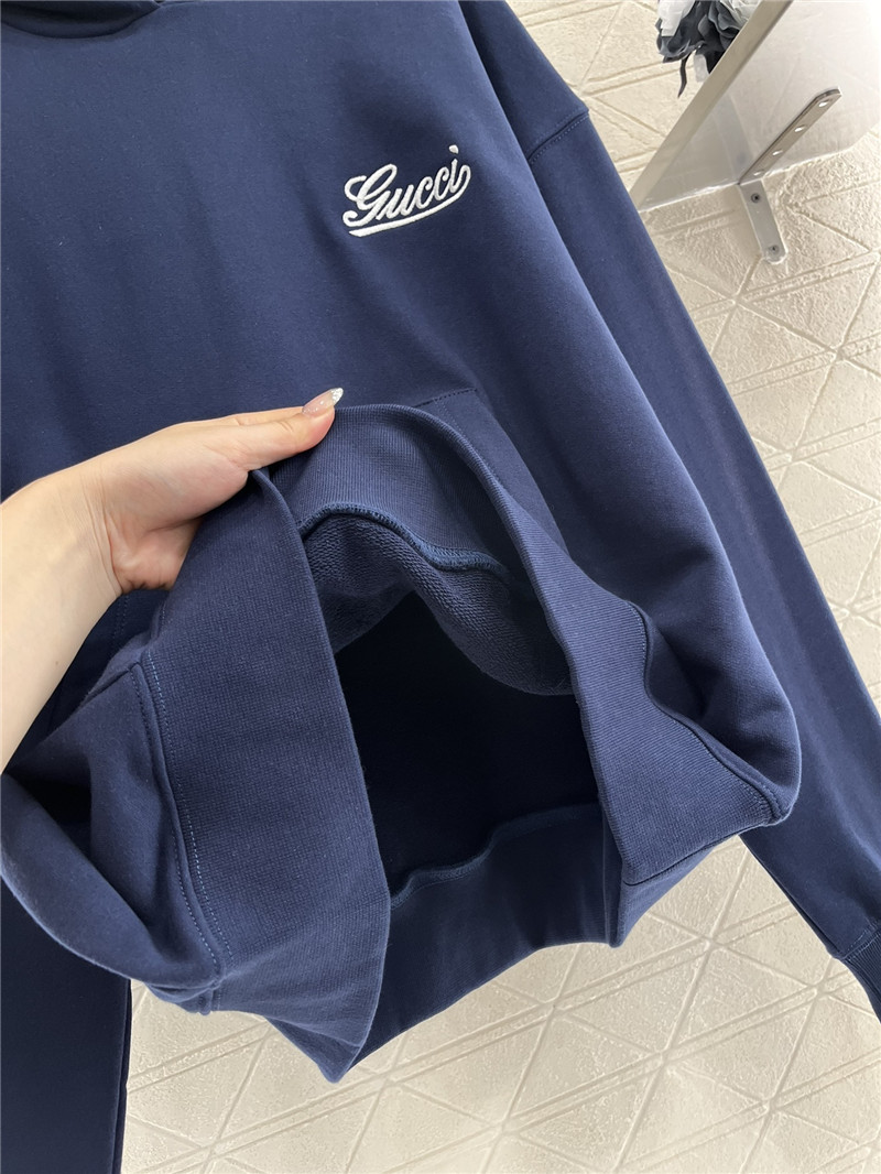 Gvc*1 logo cotton jersey hoodie navy