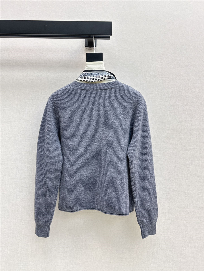 Miu Miu Ribbon Wool Cardigan Grey