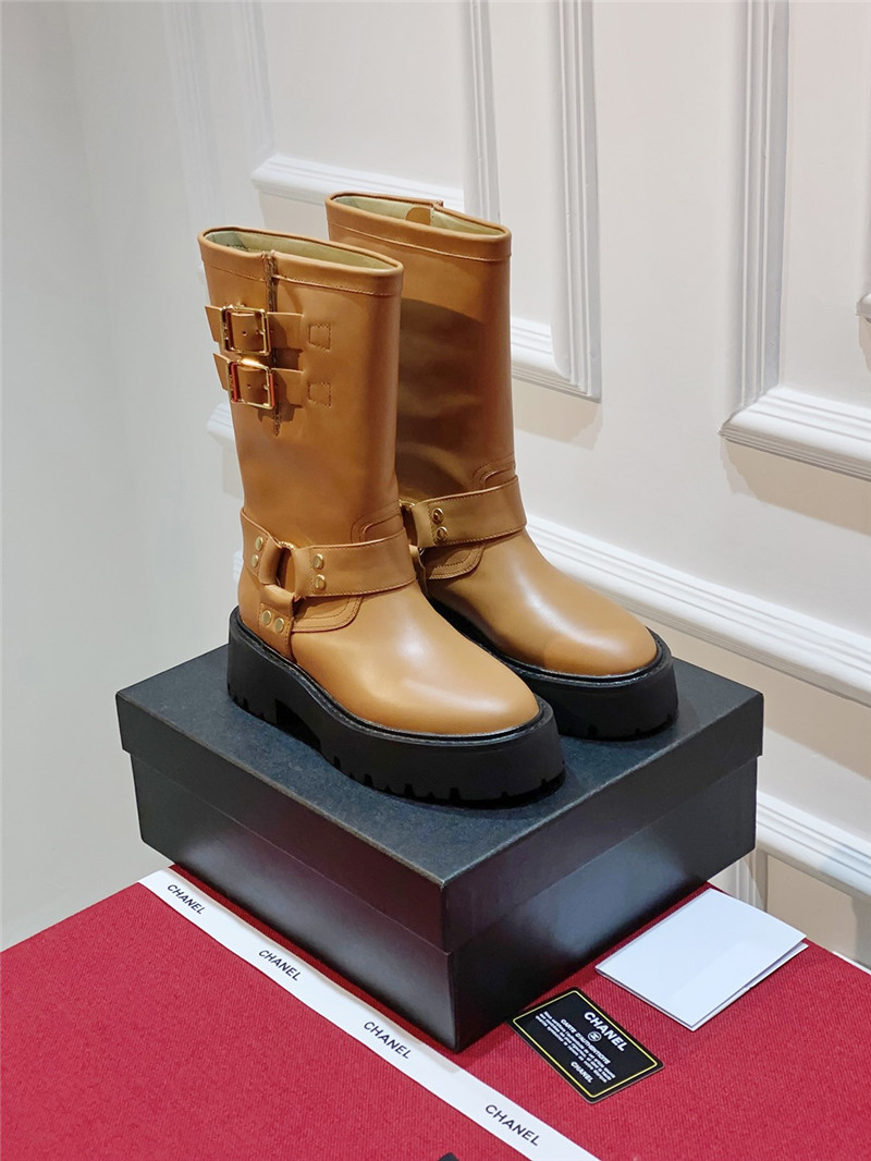 Ce1i*e bulky 45 mid biker boots in brown