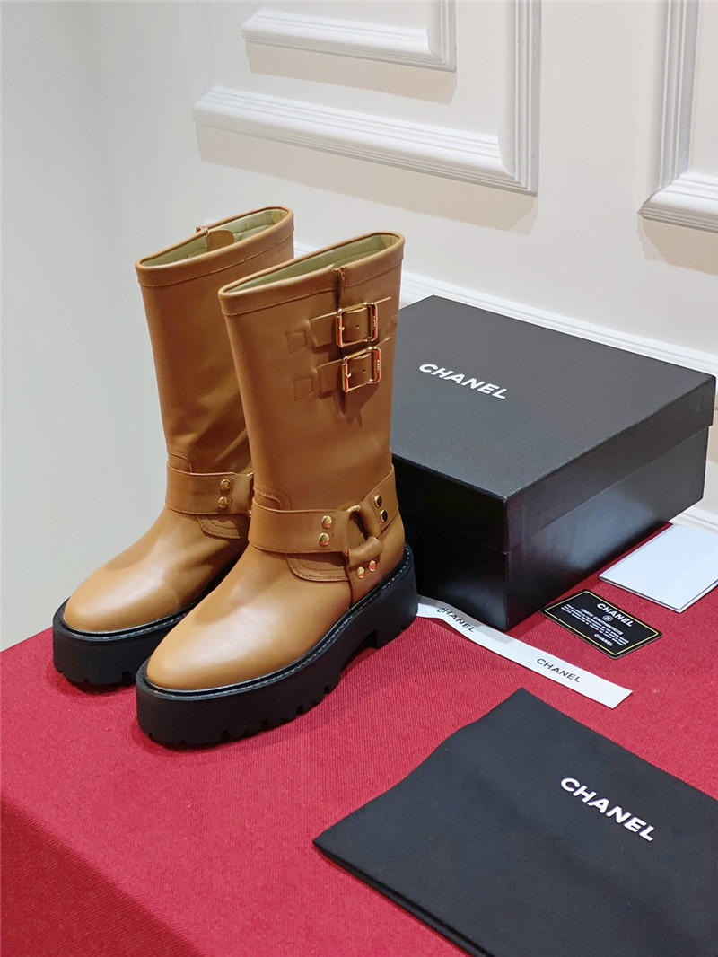 Ce1i*e bulky 45 mid biker boots in brown