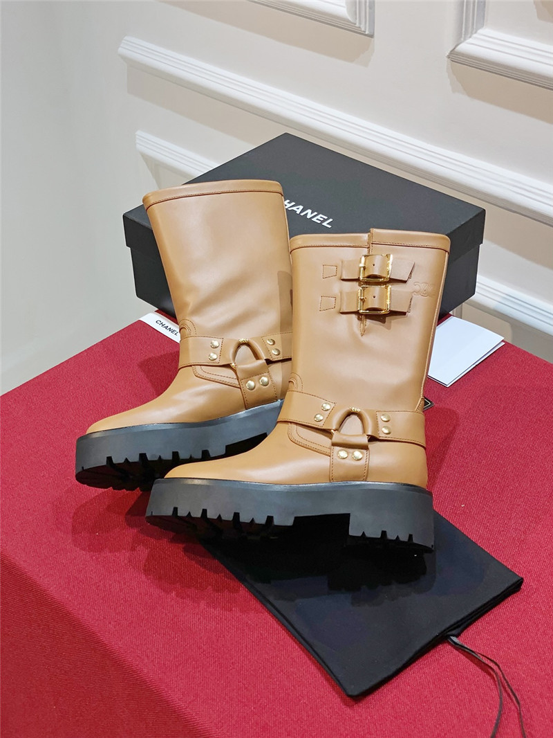 Ce1i*e bulky 45 mid biker boots in brown