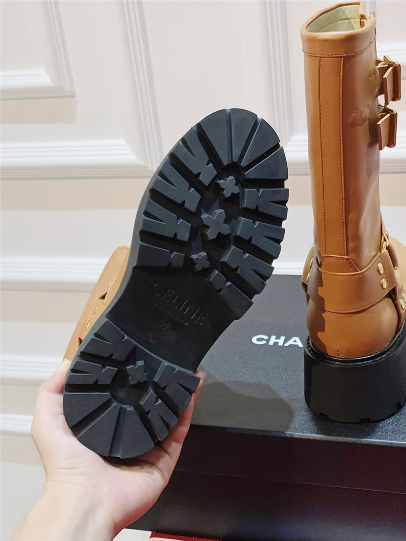 Ce1i*e bulky 45 mid biker boots in brown