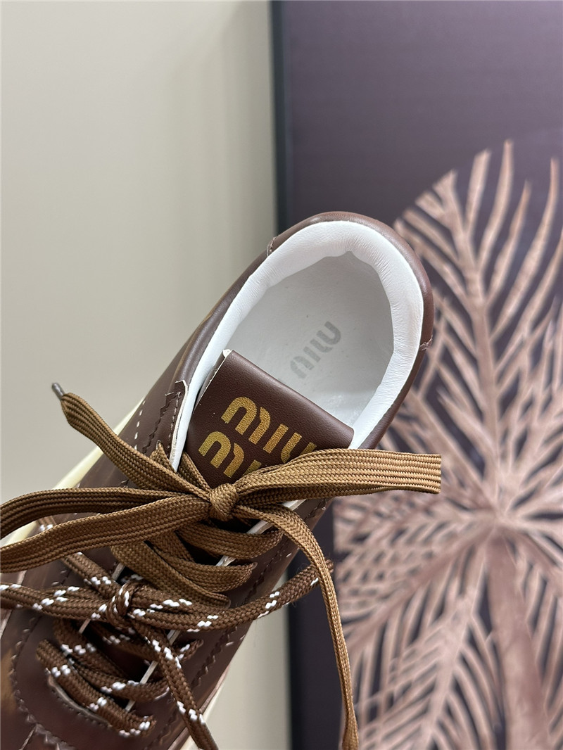 Miu Miu Bleached Leather White Low Top Sneakers