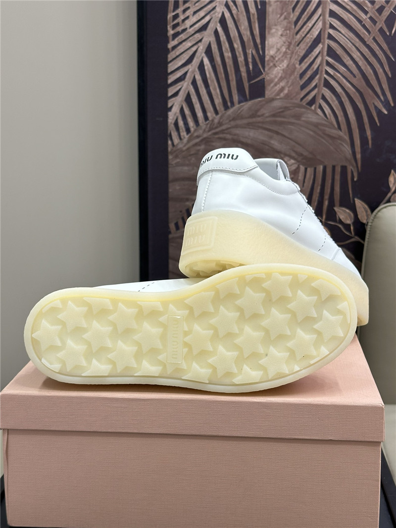 Miu Miu White Bleached Leather Sneakers