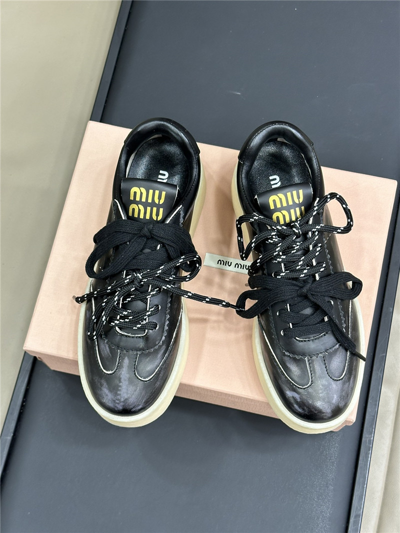Miu Miu Women’s Bleached Leather Sneakers