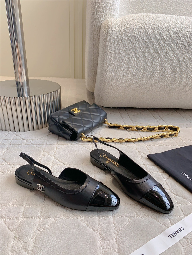 Ch**el pumps & slingbacks in black goatskin