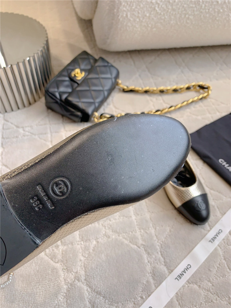 Ch**el mary janes gold/black anklet flats