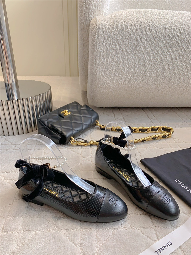 Ch**el mary janes black anklet flats