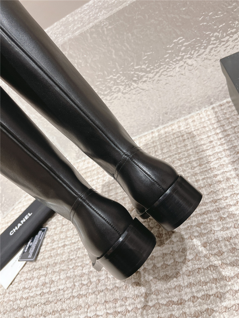 Ch**el black calfskin rider keen high boots